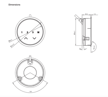 Handset JCHT35M18C dimensions and installation cutout drawing