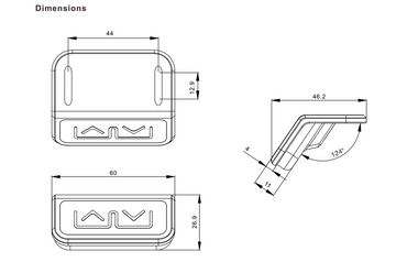 Handset "Simple" JCHT35L dimensions drawing