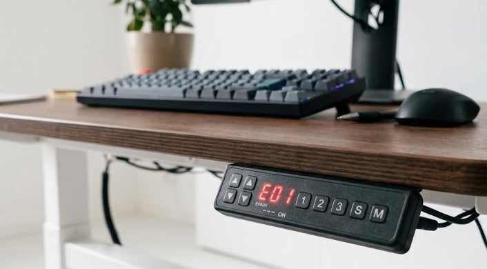 Jiecang desk shows error code E01 or E02 — cause and fix