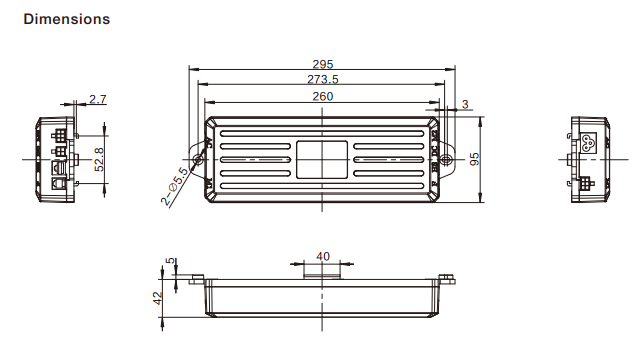Control Box JCB36N2 dimensions drawing