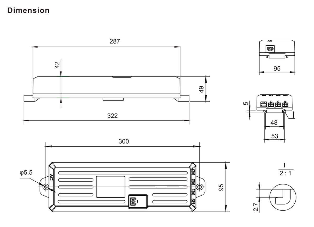 Control Box JCB36N3 dimensions drawing