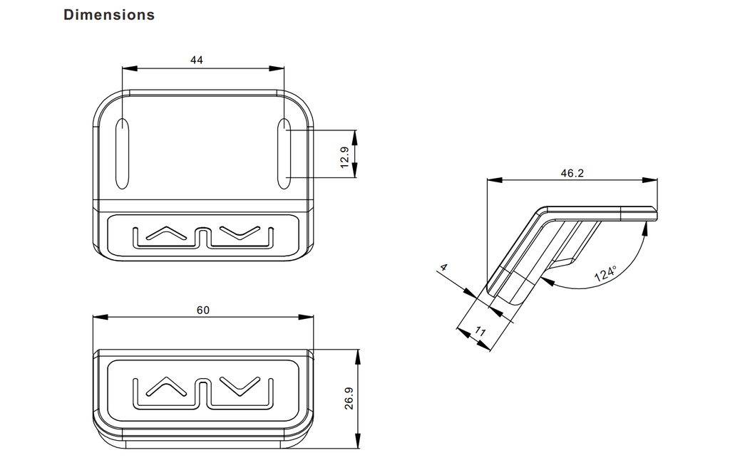 Handset "Simple" JCHT35L dimensions drawing