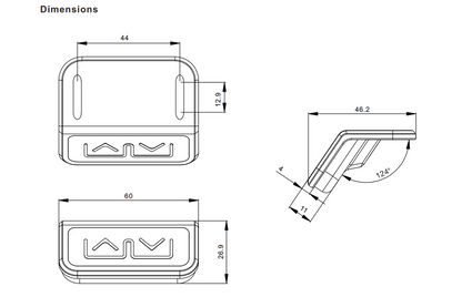 Handset "Simple" JCHT35L dimensions drawing