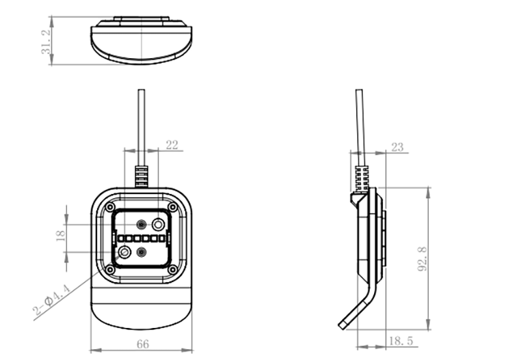 Handset "Teardrop" JCHT35K20 teardrop-shaped handset, angled view